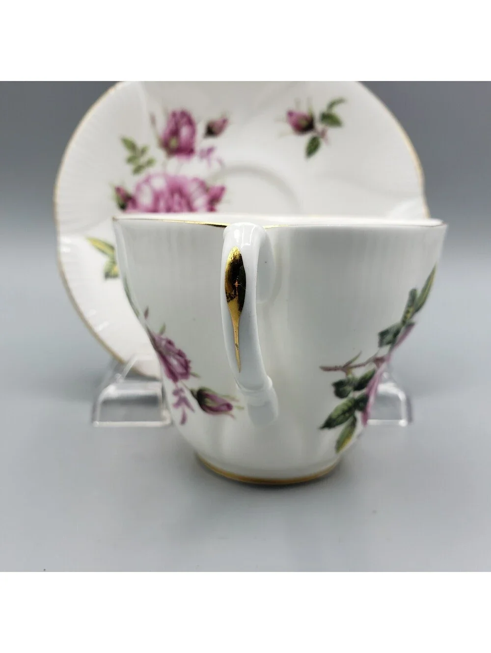 Vintage Royal Albert Teacup and Saucer Pink Old Fashion Rose Shelley Shape